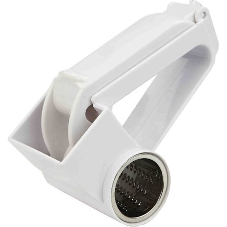 Manuell Ostemølle i Rustfritt Stål, Rivjern til Kjøkken, Håndsveiv Ostemølle, Ostemølle, Rotasjonsrivjern (hvit) (1 stk)