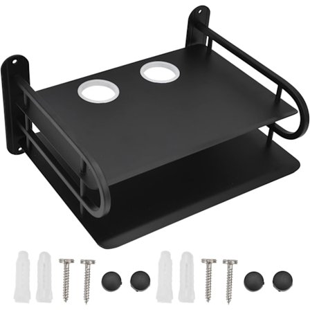 Väggmonterad DVD-hylla, dubbla lager flytande vägghylla TV Box Hylla för väggdekoration