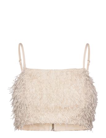 Bilia Sleeveless Cropped Top Crop Tops Sleeveless Crop Tops Beige Minus*Betinget Tilbud