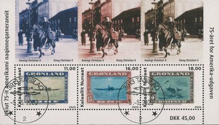 Grønland - 75år Amerikaner-udg. - Stemplet miniark