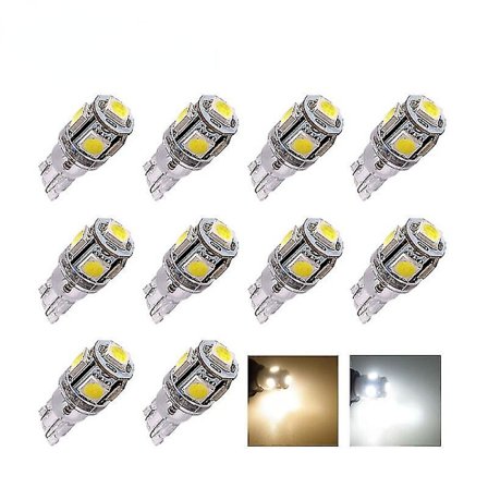 10 stk. W5w T10 LED-pære 194 168 bil interiør Dome læselamper Dc 24v 5050 5smd Varm hvid lastbil Auto nummerpladelys