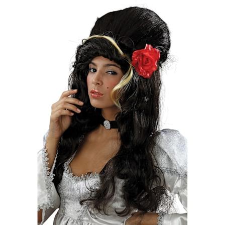 Bristol Novelty Dam/Damer Curly Beehive Med Rose Peruk En Storlek Svart Black One Size