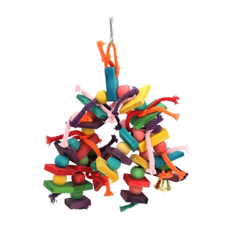 Ara Papegøye Fuglelek - Flerfarget Naturlig Tretreblokker Tyggeleke med Tykk Tau