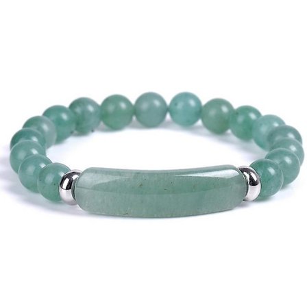 Wabjtam Nytt Natursten Armband Elastiskt Armband Svart Onyx Pärla Charm, Grön