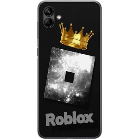 Kompatibelt Mobildeksel til Samsung Samsung Galaxy A05 Minimalistisk svart og sølvfarget Roblox-symbol med gylden krone og luksuriøs gamer-estetikk