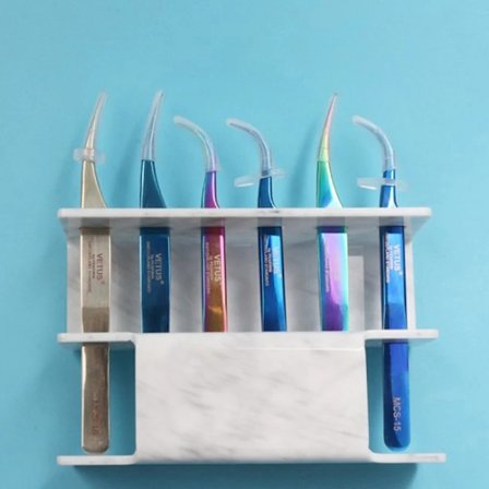 Oppbevaringsstativ for øyenvippetweezers, 6 hull, organiseringsstativ for øyenvippeextensionsverktøy, hylle for negleskjønnhet og tatoveringsverktøy