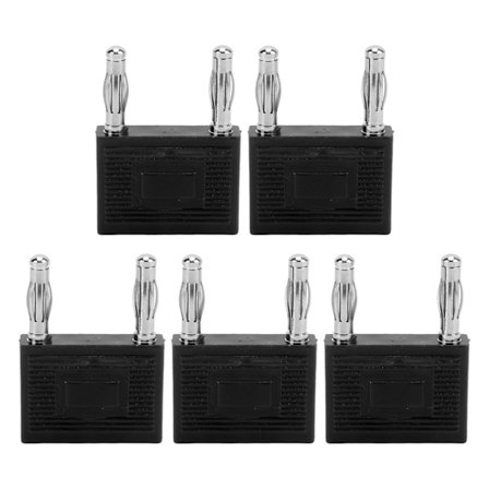 5 kpl Tupla banaaniliitin nikkelöity kupari 2-suuntainen tupla banaaniliitin kaiutinkaapelille musta