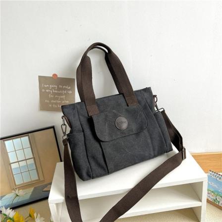 Kvinner Dame Håndveske Mote Uformelt Pendler Lerret Messenger Bag Enkel Stor Kapasitet Black