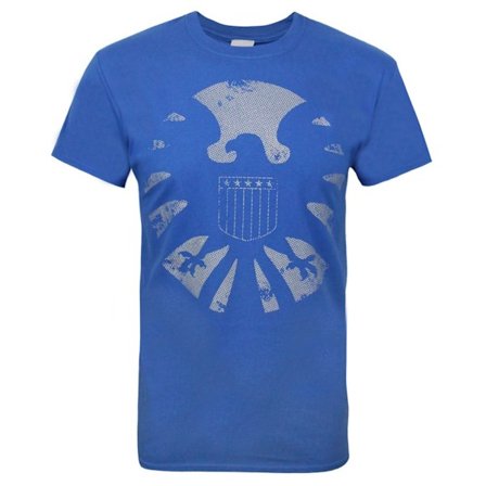 Marvel Official Mens Avengers Distressed Shield T-Shirt M Blue