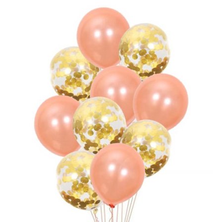 10-pack ballonger konfettiballons bursdag gull rosegull