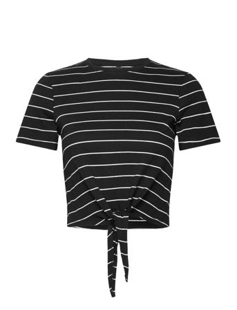 Onlmay S/S Short Knot Top Box Jrs Tops Crop Tops Short-sleeved Crop Tops Black ONLY