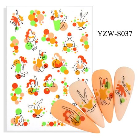 Nye 21 Stilarter Forskellige Mønstre Negleklistermærker Simpelt Ansigtsdesign Blomsterblad Geometrisk Manicure Slider Vand Dekorativt Klistermærke