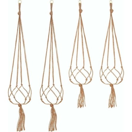 Set med 4 Macrame Plantehenger Tau Plantepottholder Henge Plantehenger Innendørs Utendørs Hagedekorasjon med - 2 Stykker 105cm og 2 Stykker 90cm