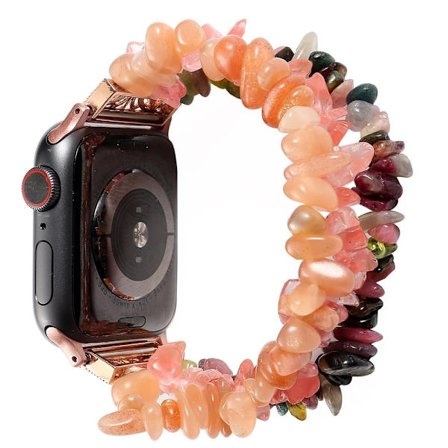 Apple Watch (45 mm) klockarmband i naturstensstil - Rosa / Flerfärgad