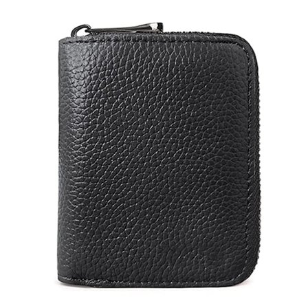 Kreditkortholder Læder Lille Kort Etui til Kvinder eller Mænd Harmonika Tegnebog med Lynlås