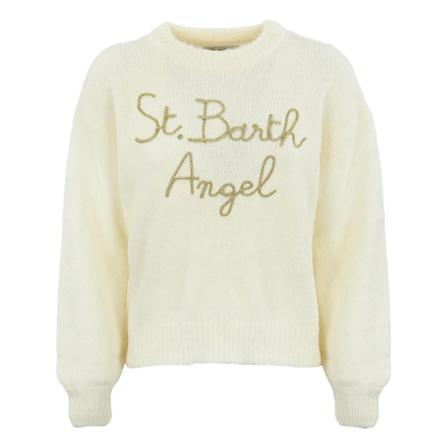 MC2 Saint Barth, Round-neck Knitwear Beżowy, Kobieta, Rozmiar: L