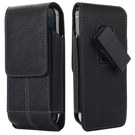 Universal taljetaske i læder med drejelig klips