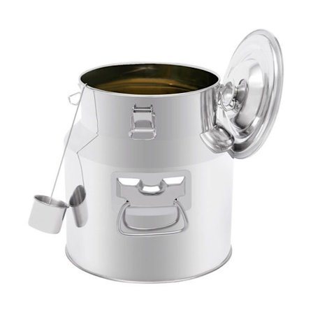 (Sølv) Succulent 22L rustfri stålbeholder med vinske - Lækagesikker krukke til opbevaring af olie, vin, mælk og andre fødevarer.
