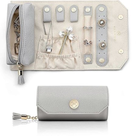 Smykkeskrin Rejsetilbehør Opbevaringsorganisator Rulle Lille Kunstlæder Smykkeskrin til Ringe, Øreringe, Halskæder