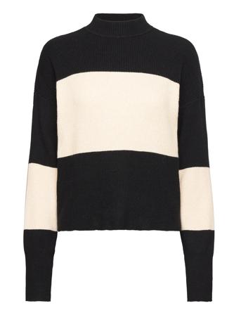 Objbright L/S Knit Pullover Pb14 Tops Knitwear Jumpers Black Object