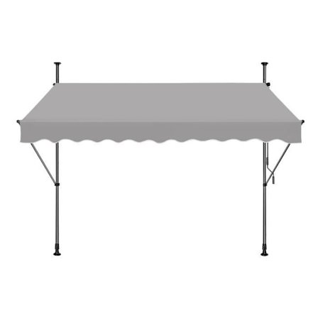 YUENFONG 300 x 120 cm Balkonggardin med vev - Sekretessskärm - Manuellt infällbar - UV-beständig, Grå