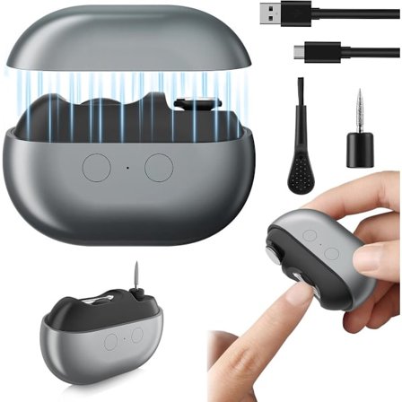 ING Sähköiset kynsileikkurit, Ladattavat vauvan kynsileikkurit, LED-valolla, Kaksi säädettävää nopeutta, Sisältää säilytystoiminnon leikatuille 