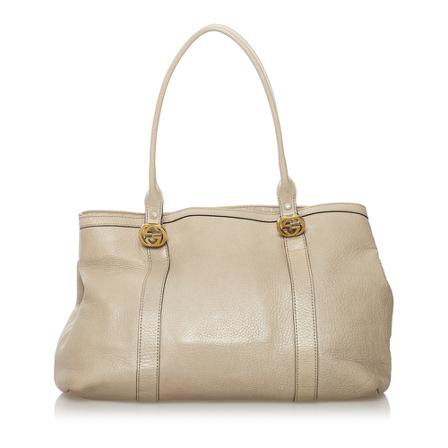 Gucci Vintage, Pre-owned Twins Leather Tote Bag Bruin, Dames, Maat:ONE Size