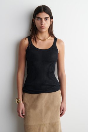 COS Women's Ribbed Cashmere Silk Tank Top in Blue