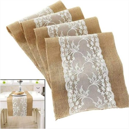 IC Vintage rustik bordsløber hvid jute dug blonde jute bordløber jul vinter hjemindretning Bryllup feriefest dekoration boks