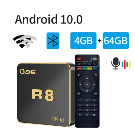 Smart TV Box Q96 R8 Android 10 AllWinner H313 Quad Core 2.4G/5G 4GB+64GB EU-kontakt