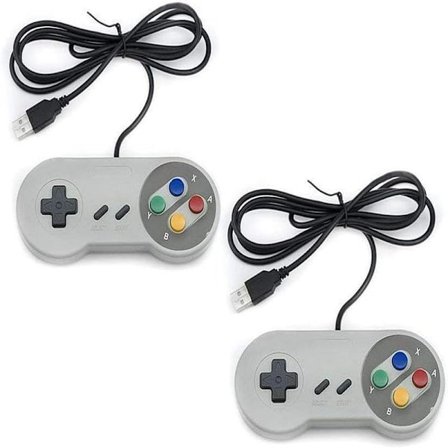 2-pakning Trådbundne USB-kontrollere - Kompatible med SNES-emulatorer - Retro Gaming Joypads Gamepad - Egnet for Gaming PC, Datamaskin, Laptop