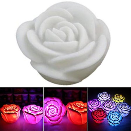 4kpl Romanttinen Värinvaihtava Led Kelluva Ruusu Kukka Kynttilä Hääyövalo