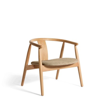 Relate Loungesessel, Eiche | Stoff in Beige, Skandinavischer Stil, Bequemer Sessel mit Polsterung für Wohnzimmer, Modernes Design, 70,3cm