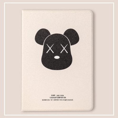 Fodral för iPad 10,2 tum 7/8/9 tum vit bakgrund svart björn tum silikon helt mjukt