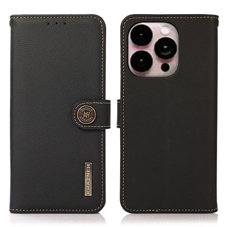 KHAZNEH iPhone 14 Pro Max Pungeetui RFID Ægte Læder - Sort