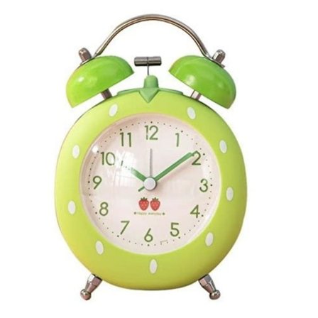 Mordely Strawberry Shaped Alarm Clock, Backlit, No Ticking Sound, Simulated Loud Alarm Clock For Bedroom, Bedside, And Table,green