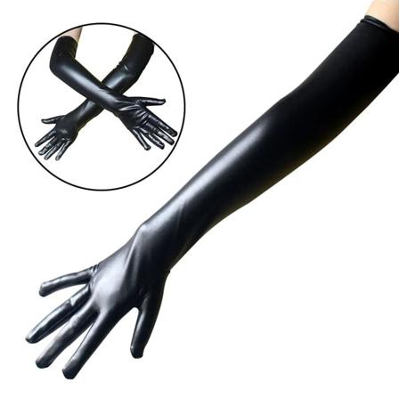 Cosplay Gloves Keinopatenttinahka Elastinen Liukumista estävä Muodikkaat pitkät käsineet suorituskykyyn musta