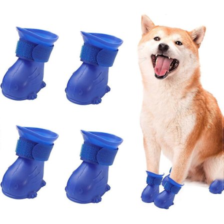 4 stk. Hundestøvler Vandtætte Hundesko, Potebeskytter til Kæledyr, Anti-skrid Hundesko, Vandtætte Silikone Hundesko til Kæledyr