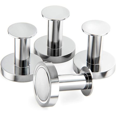 Magneettinen naulakko takkien ja laukkujen ripustamiseen, 4 erittäin vahvaa kromattua seinäkoukkua, oven naulakko harvinaisella 