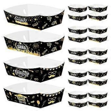 24 st Examenspapper Matbrickor Grattis Grad Matserveringsbåt Examensfest Tillbehör för Pommes Frites Kyckling Mozzarella Sticks