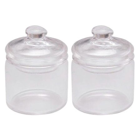 2 st Miniatyrförvaringsburkar i Glas Dekor Mini Glasbehållare Mini Husdekoration