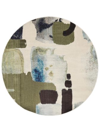 Smears Ø 200 Bege/Verde Redondo Tapete