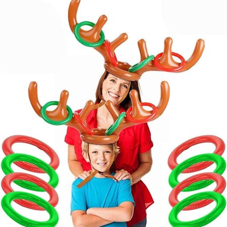 Oppustelige gevirer, sæt med 2 oppustelige rensdyrgevir ring børns kaste spil 2 KLB