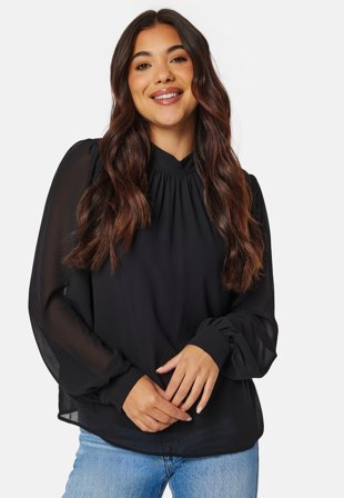 Object Collectors Item Mila L/S High Neck Top Black Klær