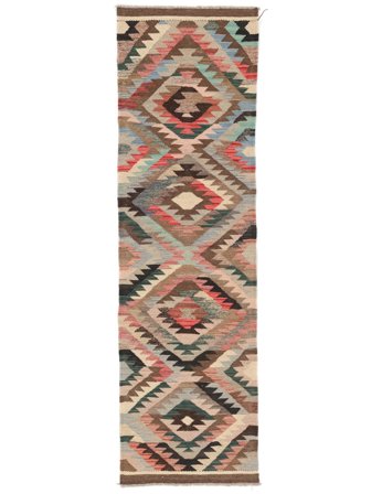 Kelim Ariana Trend Teppich Moderner Läufer Braun/Schwarz (Wolle, Afghanistan)