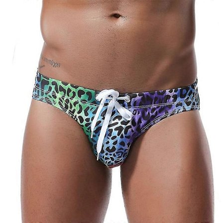 Miesten seksikkäät uimahousut, matala vyötärö, leopardikuvio, nopeasti kuivuvat shortsit