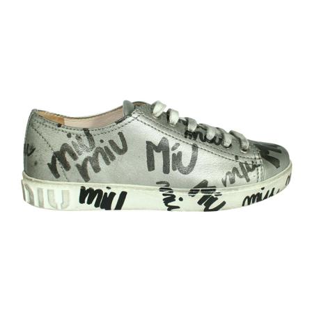 Miu Miu Pre-owned Nappa Aviator Sneakers , Grijs , Dames , Maat: 36 EU