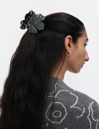 Marimekko Unikko Hair Clip Large - Black - ONE SIZE
