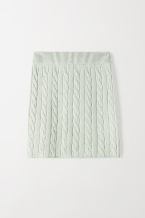 Soft Goat - Cable Knit Skirt - Cashmere skirt - S - Matcha