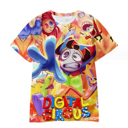 DEN FANTASTISKA DIGITALA CIRKUSEN T-shirt Pojkar Flickor Kortärmad Topp E 150cm